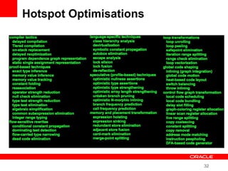 32
Hotspot Optimisations
 