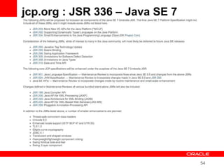 54
jcp.org : JSR 336 – Java SE 7
 