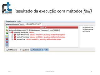 Resultado da execução com métodos fail()
2017 Prof. Ivan Ricarte 68
 