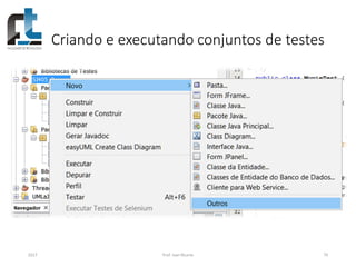 Criando e executando conjuntos de testes
2017 Prof. Ivan Ricarte 79
 