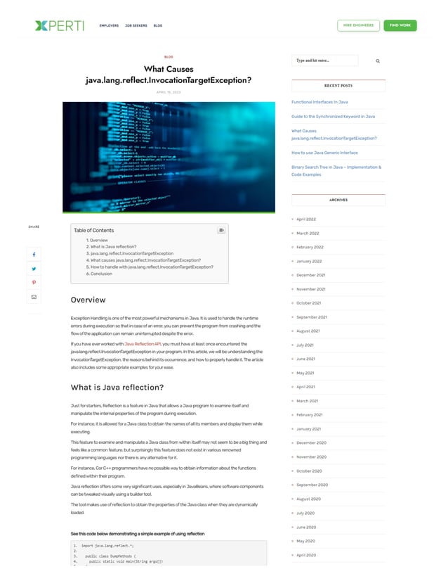 What Causes java.lang.reflect.InvocationTargetException? PDF