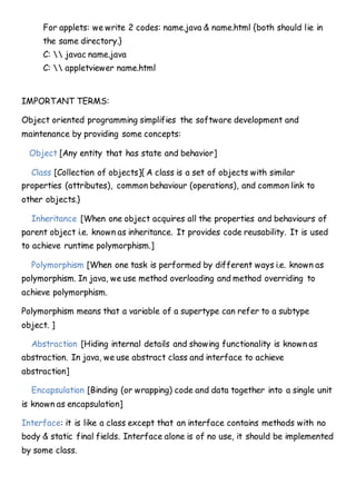 Java notes | DOCX | Programming Languages | Computing