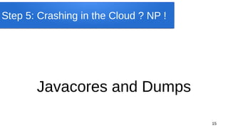 15
Step 5: Crashing in the Cloud ? NP !
Javacores and Dumps
 