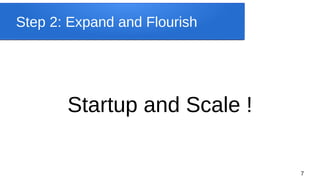 7
Step 2: Expand and Flourish
Startup and Scale !
 