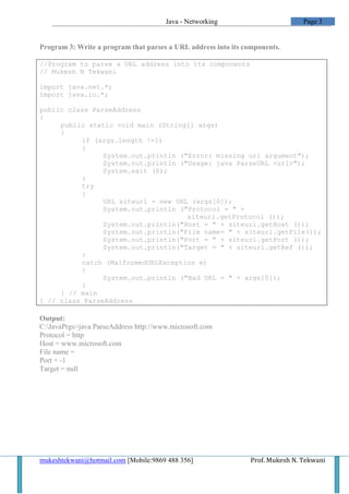Java networking programs socket based | PDF