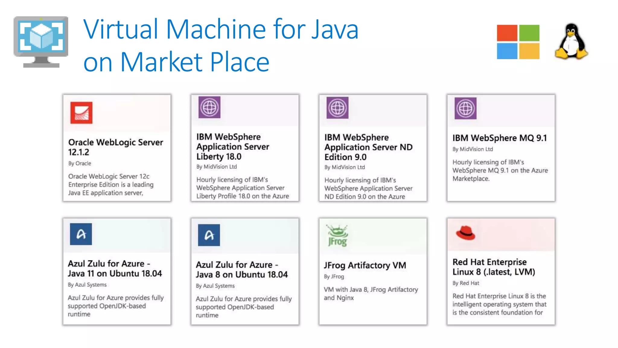 Virtual Machine for Java
on Market Place
 