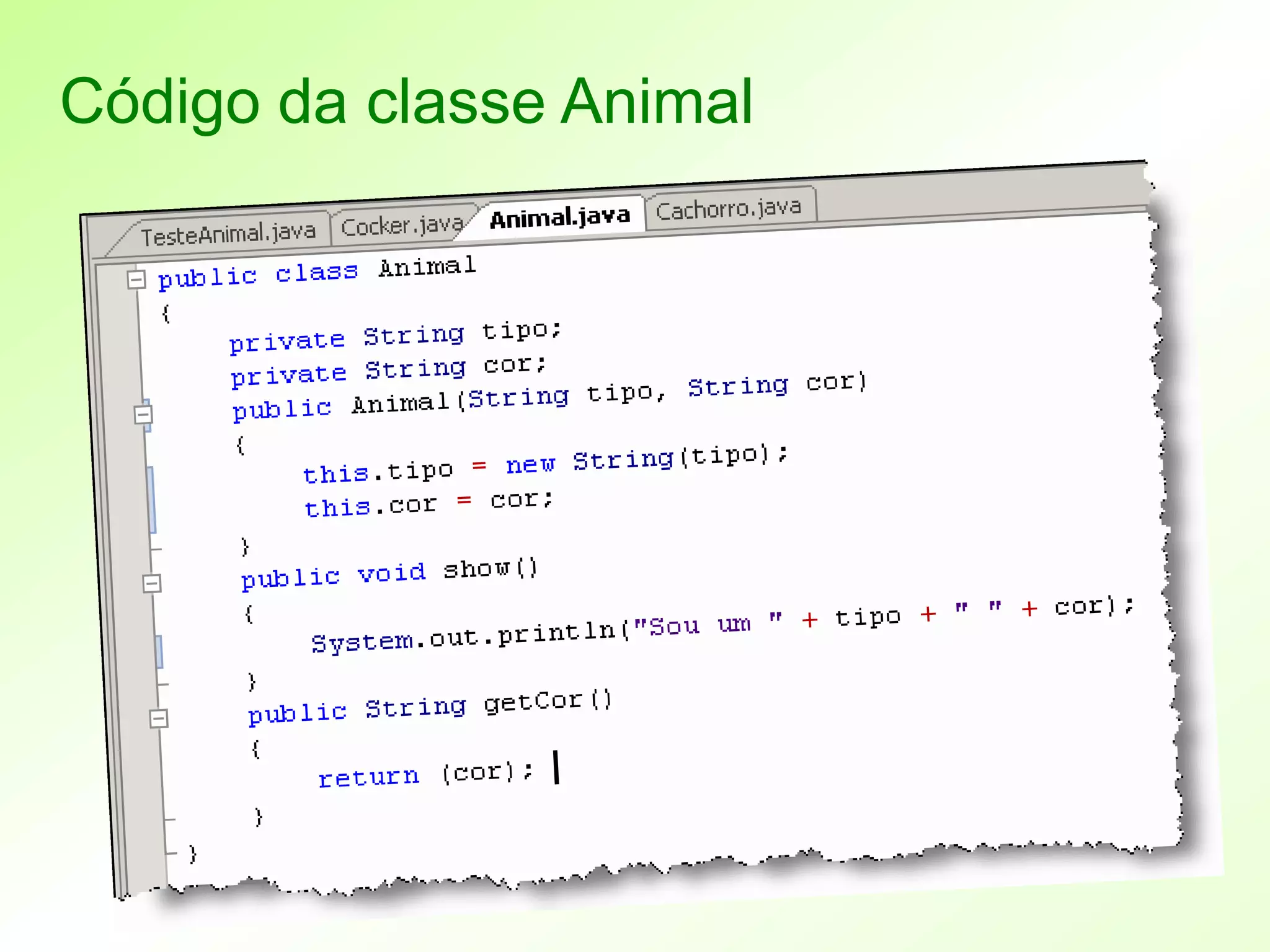 Código da classe Animal
 