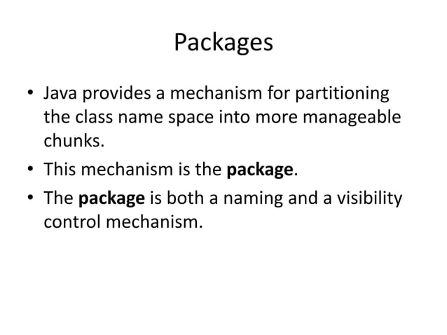 Java packages | PPTX | Programming Languages | Computing