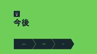 今後
Java PHP ???
 