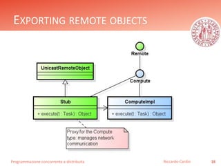 Programmazione concorrente e distribuita
EXPORTING REMOTE OBJECTS
18Riccardo Cardin
 