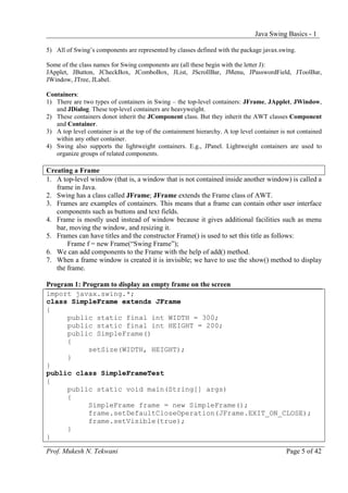 Java swing 1 | PDF | Programming Languages | Computing