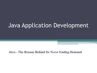 Java Application Development Java - The Reason Behind Its Never Ending Demand 