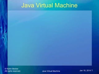 Java Virtual Machine

© Katrin Becker
All rights reserved.

Java Virtual Machine

Jan 18, 2014 1

 