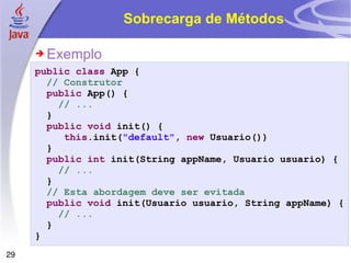 Sobrecarga de Métodos Exemplo 