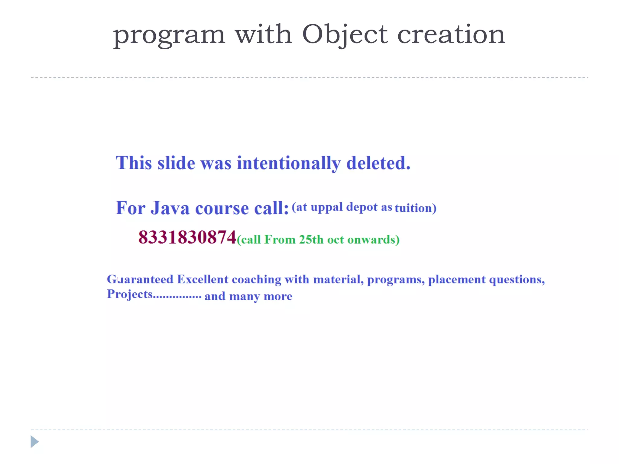 program with Object creation
 