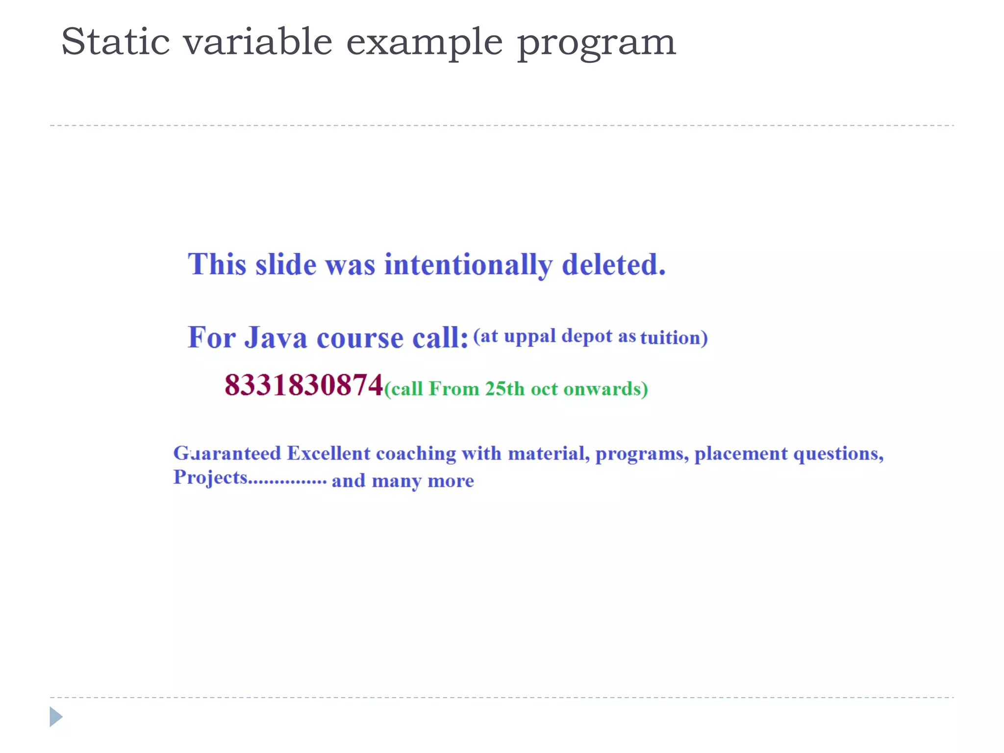 Static variable example program
 