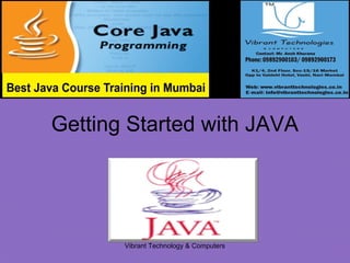 Getting Started with JAVA
Vibrant Technology & Computers
 