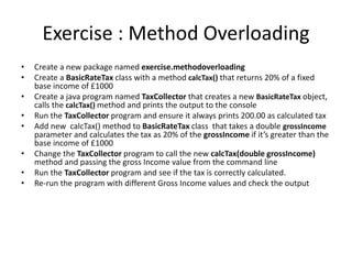 Java 102 intro to object-oriented programming in java - exercises | PPT
