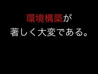 環境構築が 
著しく大変である｡ 
 