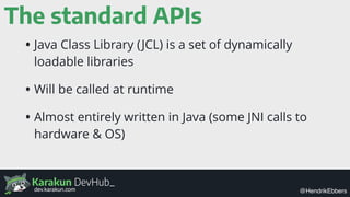 Karakun DevHub_
@HendrikEbbersdev.karakun.com
The standard APIs
• Java Class Library (JCL) is a set of dynamically
loadabl...