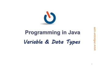 Programming in Java
Variable & Data Types
1
www.infoviaan.com
 