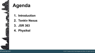 © 2017 Creative Arts & Technologies and others. All rights reserved.#Physikal @UnitAPI
Agenda
1. Introduction
2. Tenkiv Nexus
3. JSR 363
4. Physikal
 