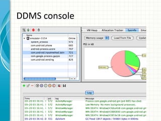 DDMS console
 