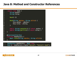 27
Java 8: Method and Constructor References
 