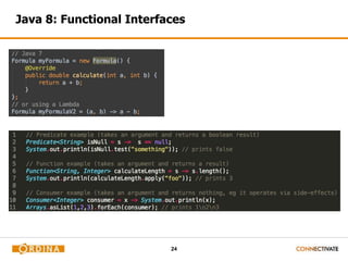 Java 8: Functional Interfaces 
24 
 