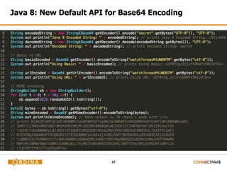 Java 8: New Default API for Base64 Encoding 
37 
 