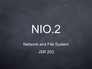 NIO.2
Network and File System
       JSR 203
 