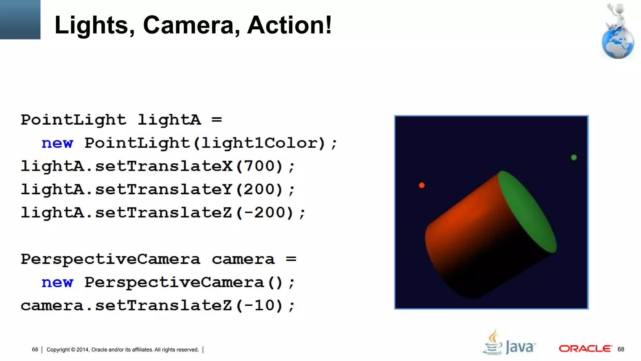Copyright © 2014, Oracle and/or its affiliates. All rights reserved.68 68
Lights, Camera, Action!
 