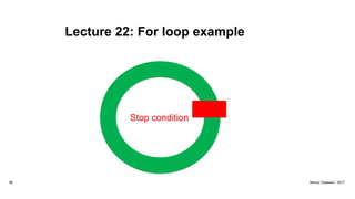 Lecture 22: For loop example
96 Marius Claassen, 2017
Stop condition
 