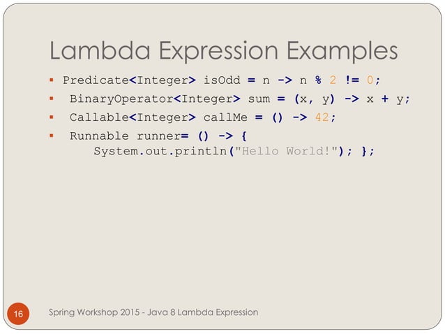 Java 8 lambda expression | PPT