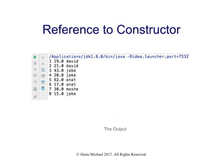 © Haim Michael 2017. All Rights Reserved.
The Output
Reference to Constructor
 