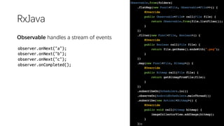 RxJava
Observable handles a stream of events
 