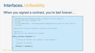Java 9 Collection Factory Methods. Features
static <E> Set<E> of() {}
static <E> Set<E> of(E e1) {}
static <E> Set<E> of(E e1, E e2) {}
static <E> Set<E> of(E e1, E e2, E e3) {}
[…]
static <E> Set<E> of(E e1, E e2, E e3, E e4, E e5,
E e6, E e7, E e8, E e9, E e10) { }
static <E> Set<E> of(E... elements) {}
Overloaded methods for 0..9 parameters & varargs
@dgomezg
9
 