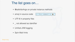 Stream. new iterate method
IntStream infiniteEvenNumbers = IntStream.iterate(0, i -> i+2);
Iterate returns inﬁnite streams
Beware of stateful operations: sort(), max(), …
IntStream evenNumbers = IntStream.iterate(0, i -> i < 500, i -> i+2);
IntStream evenNumbers = IntStream.iterate(0, __ -> running, i -> i+2);
Better use iterate with hasNext() predicate
@dgomezg 89
8
 