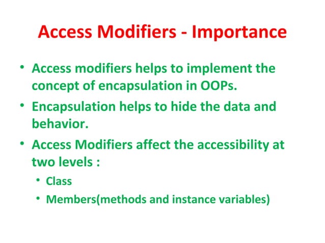 Java access modifiers | PPT