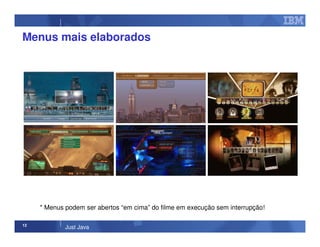 12
Just Java
Menus mais elaborados
* Menus podem ser abertos “em cima” do filme em execução sem interrupção!
 