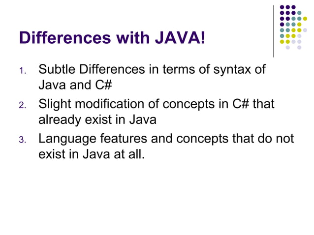 Difference between Java and c#