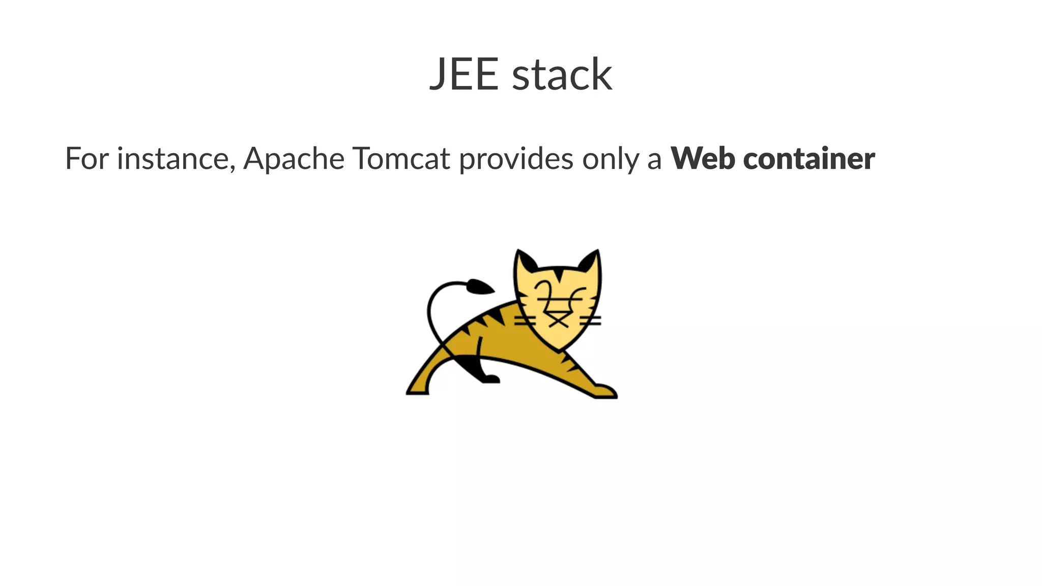 JEE stack
For instance, Apache Tomcat provides only a Web container
 