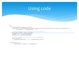 Using code
 
