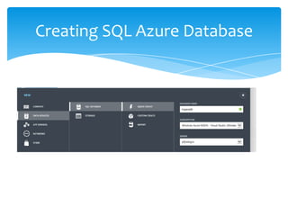 Creating SQL Azure Database
 