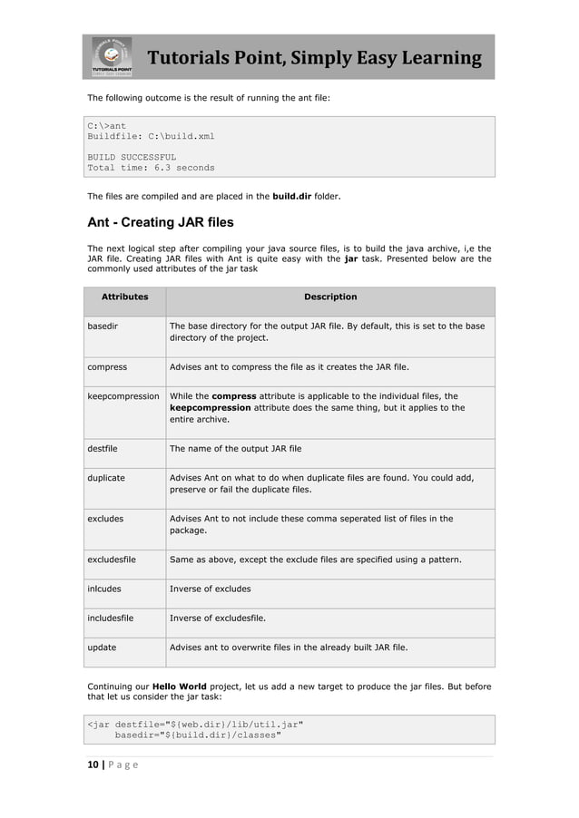 Java ant tutorial | PDF