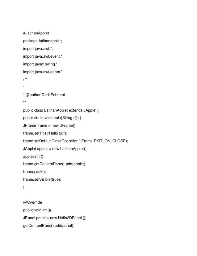 Java applet beserta contoh program