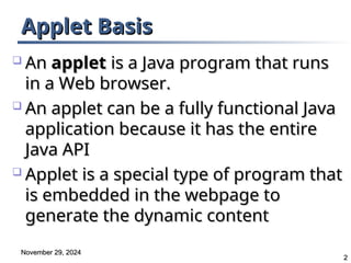 Introduction to Java Applet and Life cycle of an Applet | PPT