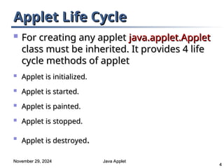 Introduction to Java Applet and Life cycle of an Applet | PPT