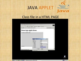 JAVA   APPLET Class file in a HTML PAGE 