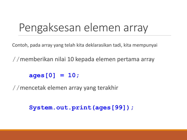 Slide presentasi kuliah Java array implementation.ppt